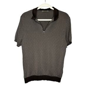 Corneliani Mini-check Fine Knit Polo Shirt